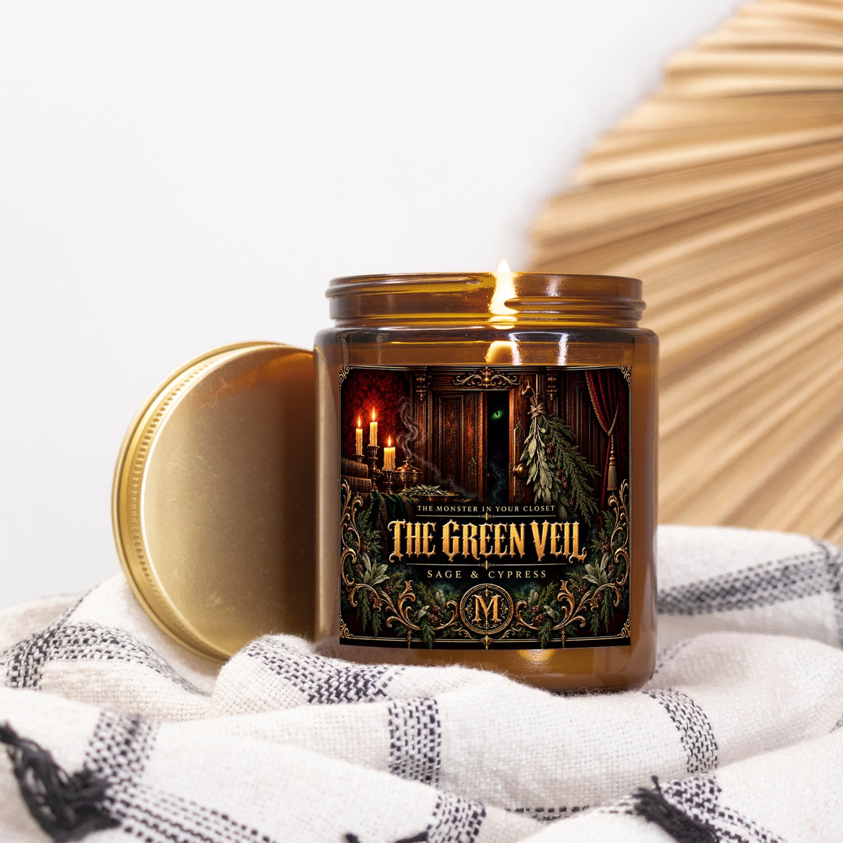 The Green Veil — Sage & Cypress Scented Candle - 9 oz Amber Glass