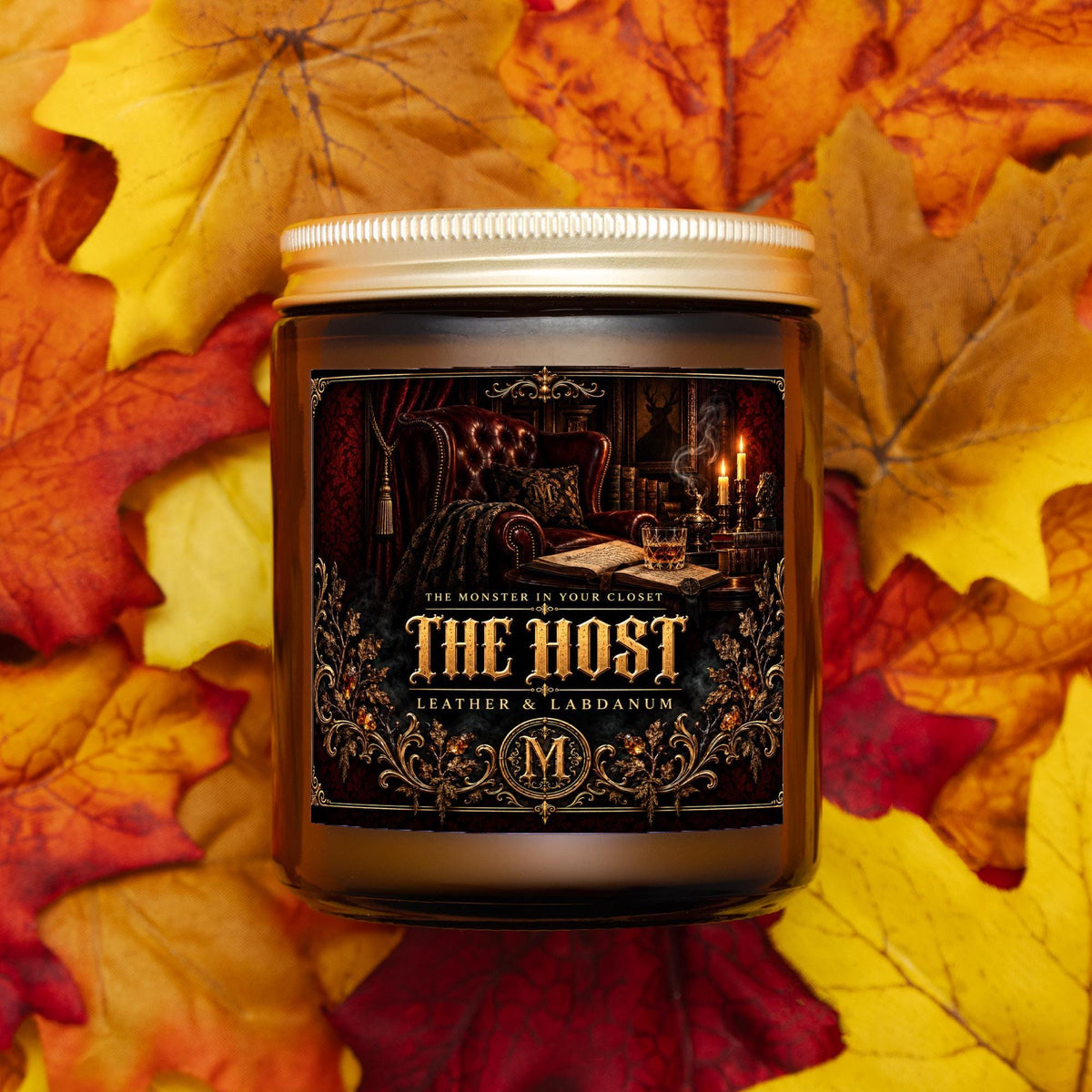 The Host Candle | Leather & Labdanum | 9 oz Amber Jar