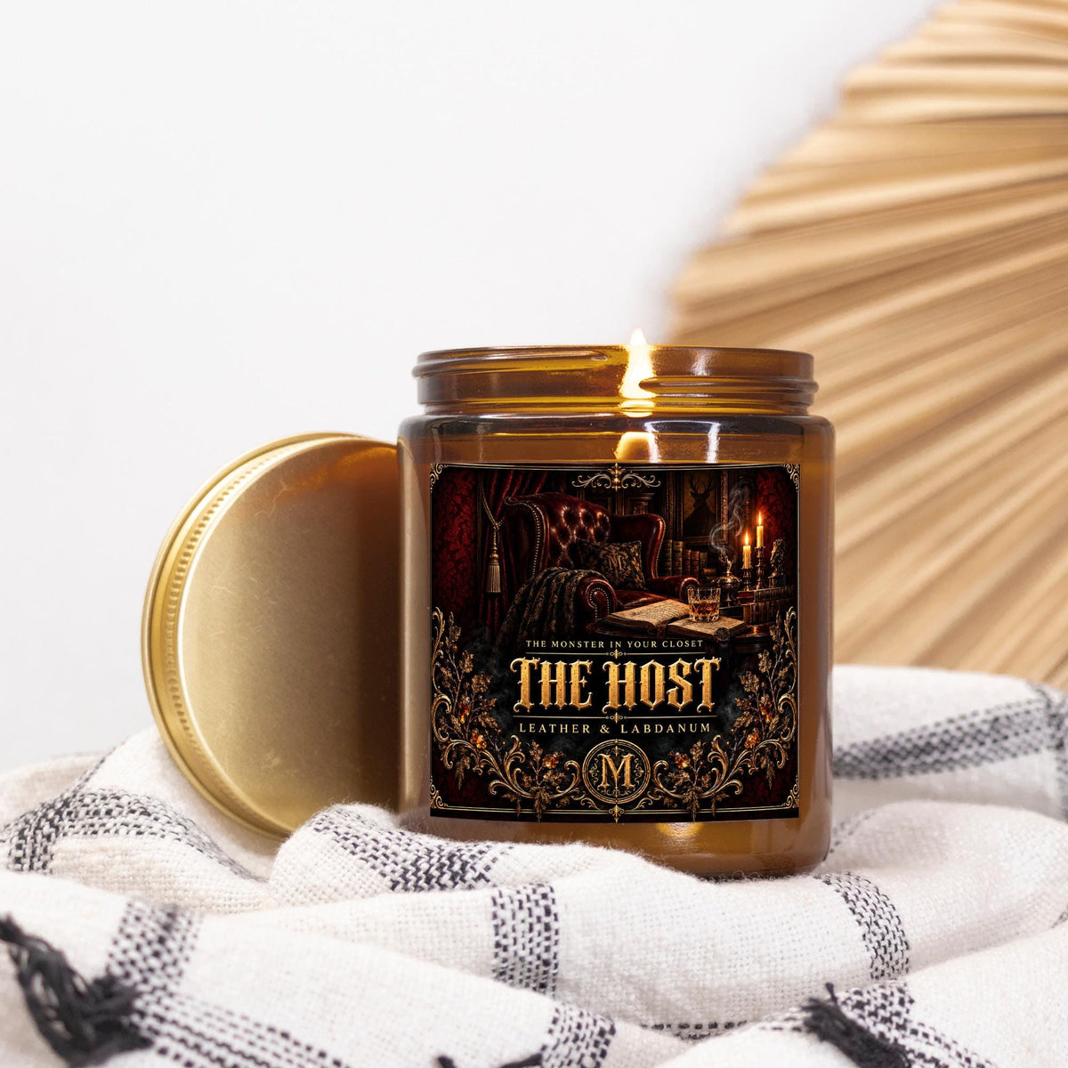The Host Candle | Leather & Labdanum | 9 oz Amber Jar