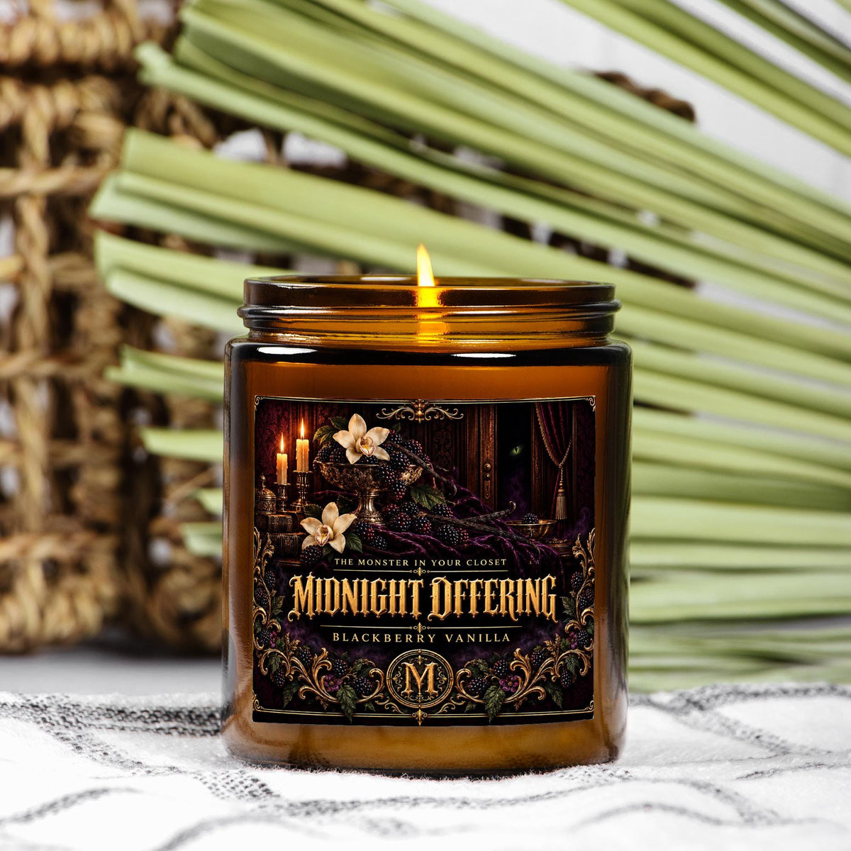 Midnight Offering Candle | Blackberry Vanilla | 9 oz Amber Jar
