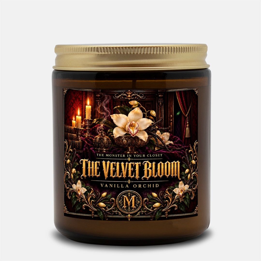 The Velvet Bloom — Vanilla Orchid Scented Candle - 9 oz Amber Glass