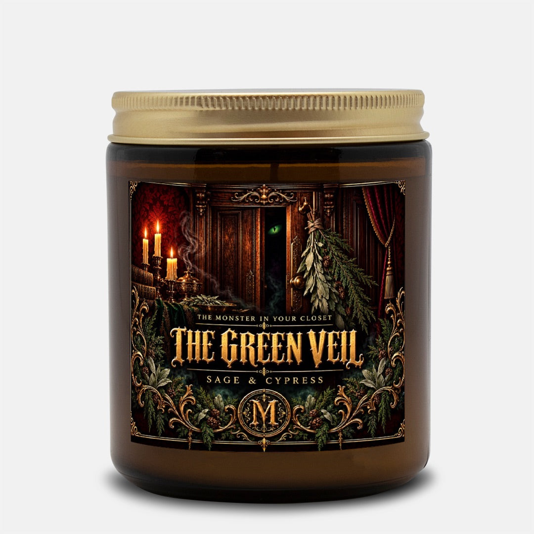 The Green Veil — Sage & Cypress Scented Candle - 9 oz Amber Glass