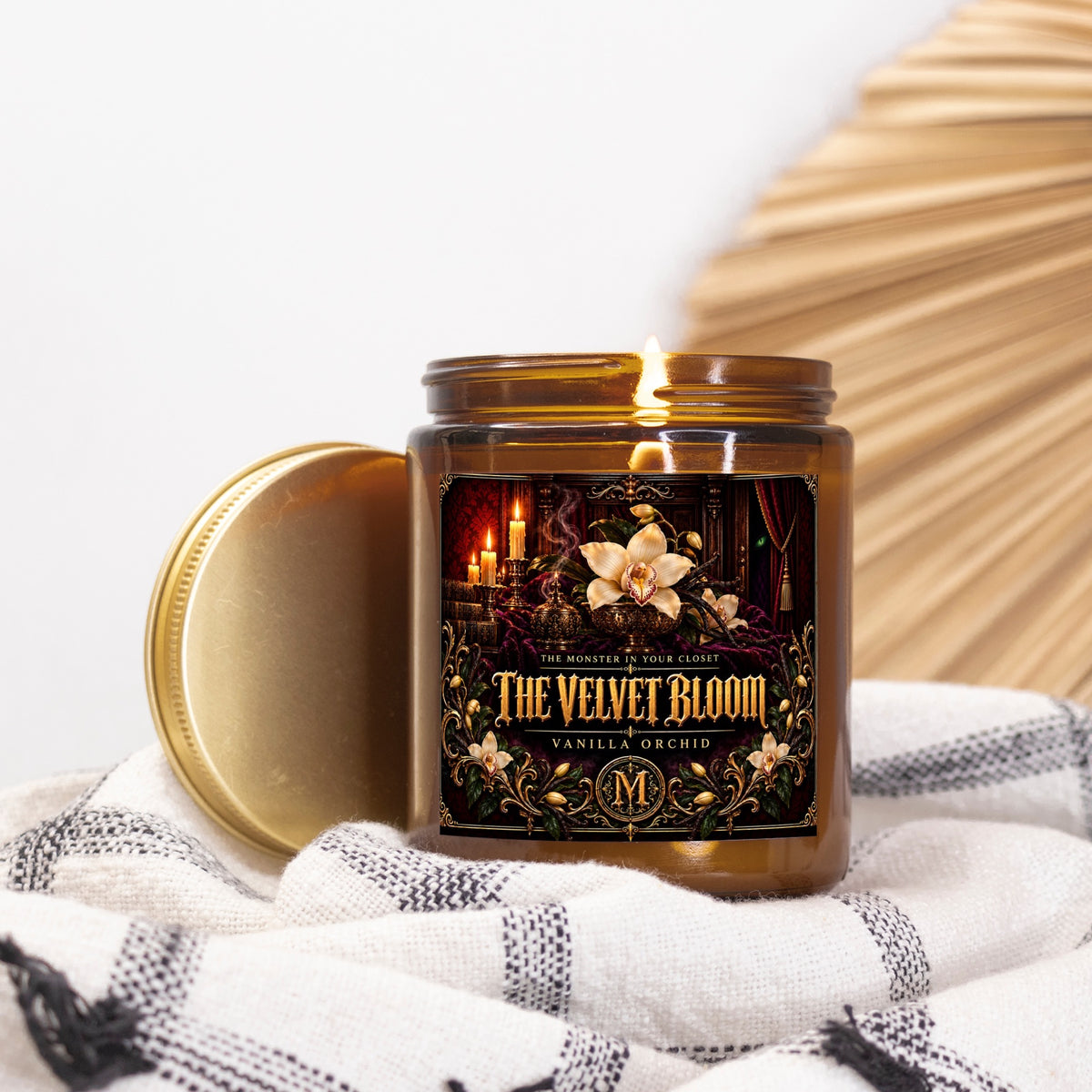 The Velvet Bloom — Vanilla Orchid Scented Candle - 9 oz Amber Glass