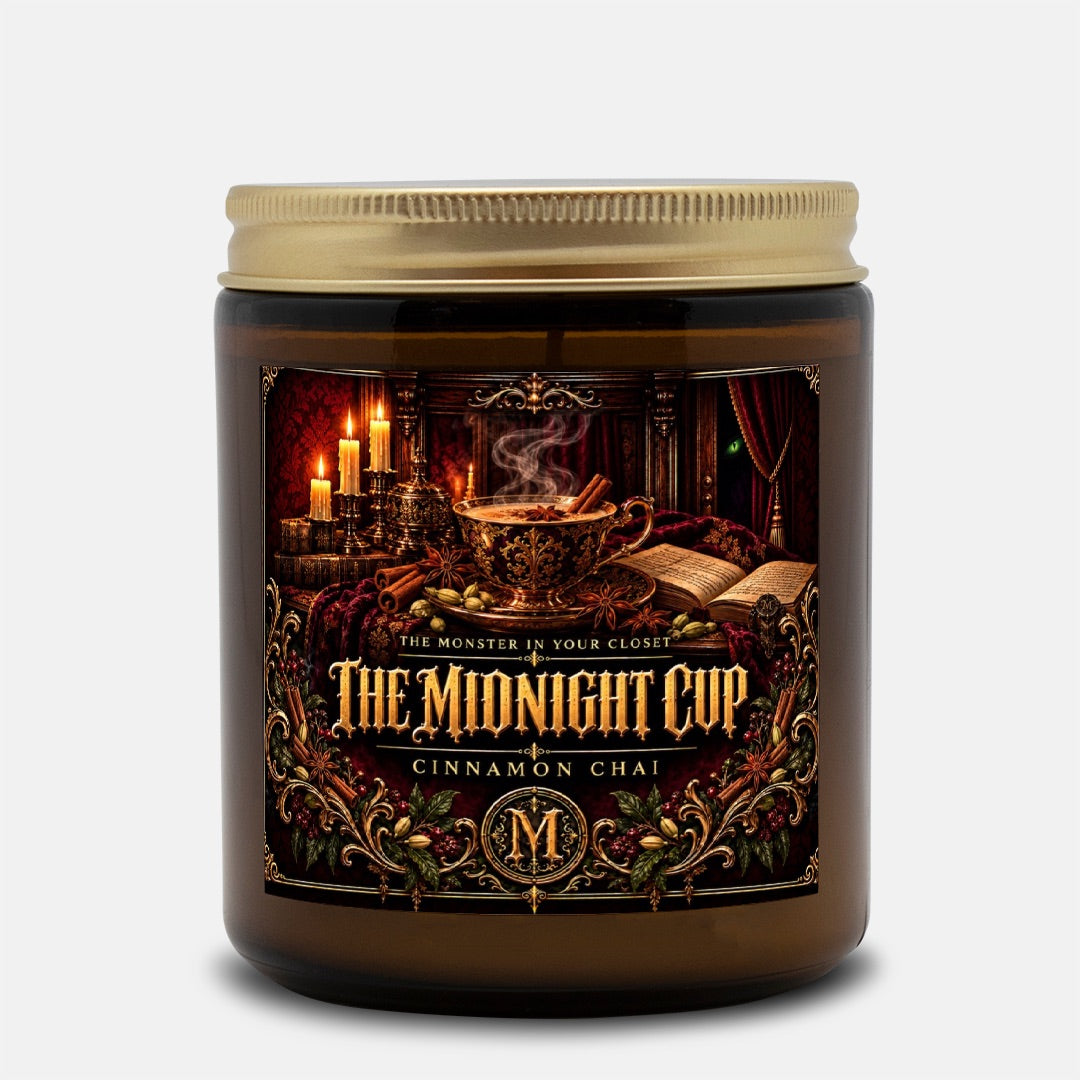The Midnight Cup — Cinnamon Chai Scented Candle - 9 oz Amber Glass