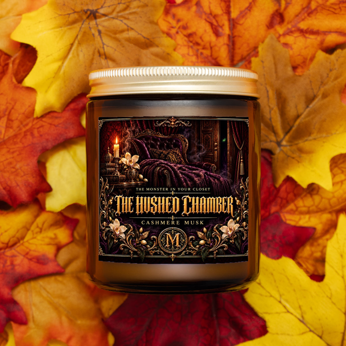The Hushed Chamber — Cashmere Musk Scented Candle - 9 oz Amber Glass