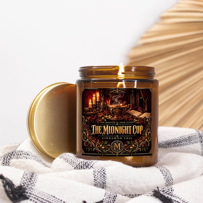 The Midnight Cup — Cinnamon Chai Scented Candle - 9 oz Amber Glass