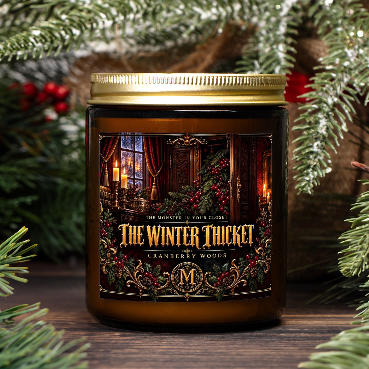 The Winter Thicket — Cranberry Woods Scented Candle - 9 oz Amber Glass